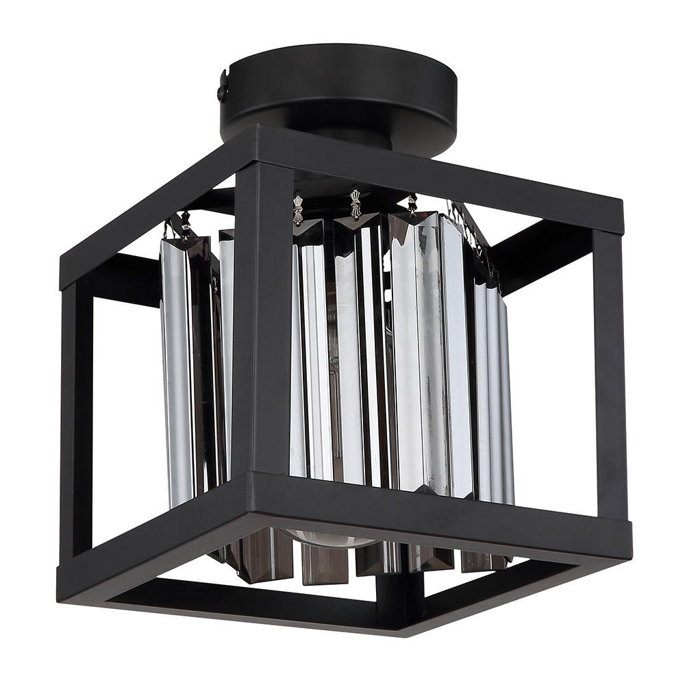LED DECKENLEUCHTE MATHILDE Schwarz Glaskristall - Schwarz, Glas (17/17/21cm) - Globo Lighting