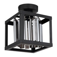 LED DECKENLEUCHTE MATHILDE Schwarz Glaskristall - Schwarz, Glas (17/17/21cm) - Globo Lighting