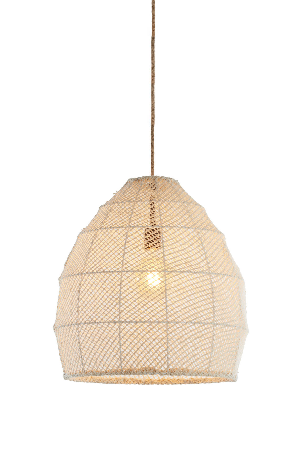 HÄNGELAMPE Makassar Weiß Ø42/42 cm - Weiß, Textil (42/42/42cm) - Light & Living