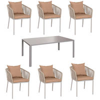 GARTENGARNITUR Grau, Taupe 7-teilig-Set - Taupe/Grau, Metall - MCW