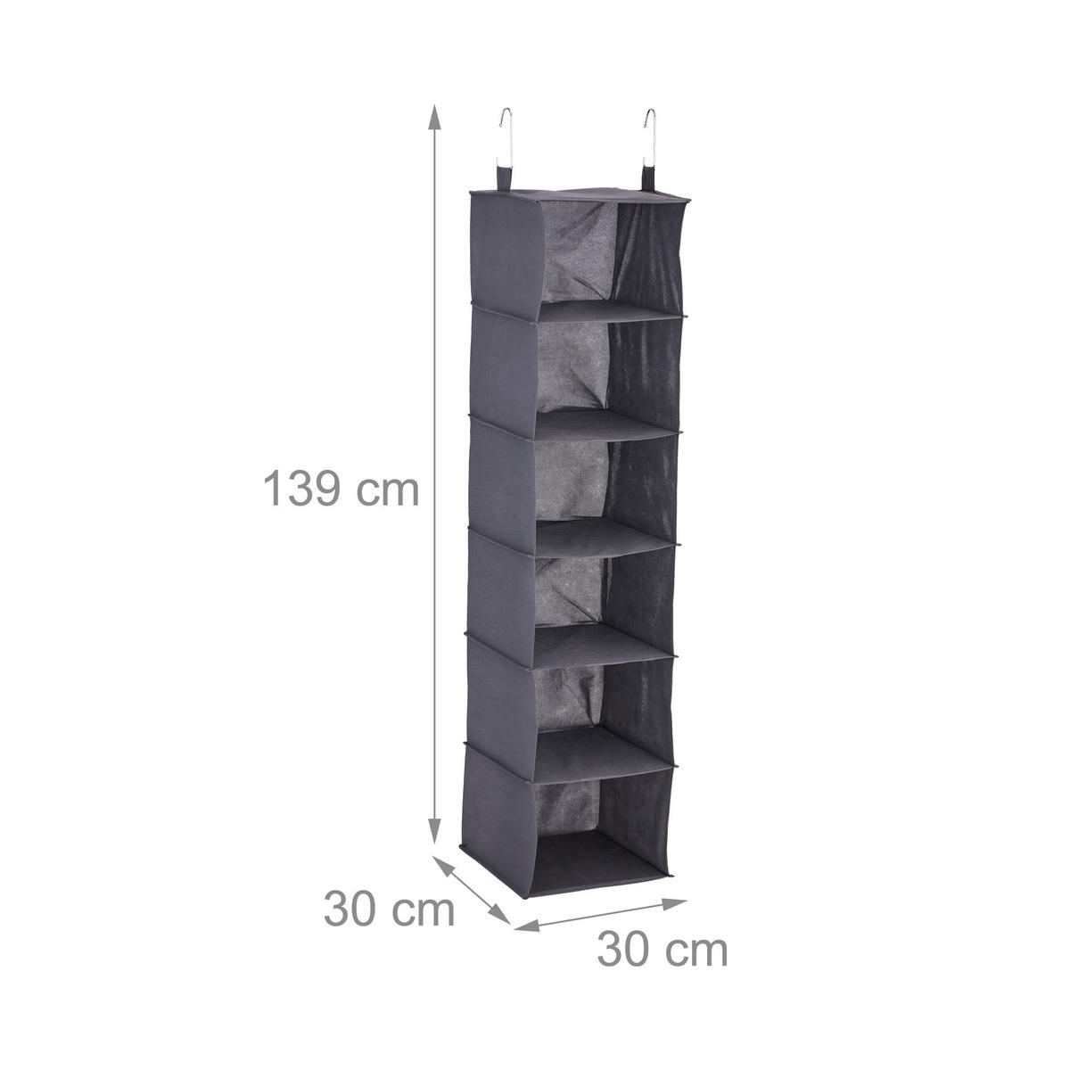 ZÁVESNÝ regál do skrine - sivá, kompozitné drevo/textil (30cm) - Relaxdays