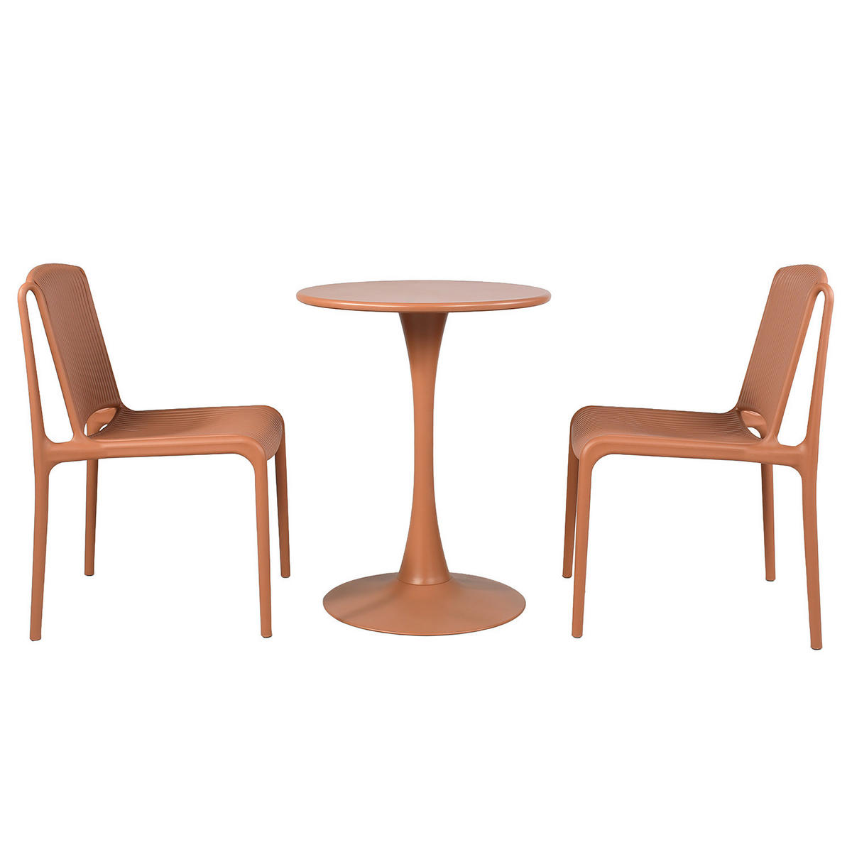 GARTENSITZGRUPPE - 3-teilig - Stahl / Polypropylen - Terracotta, Kunststoff/Metall - home24