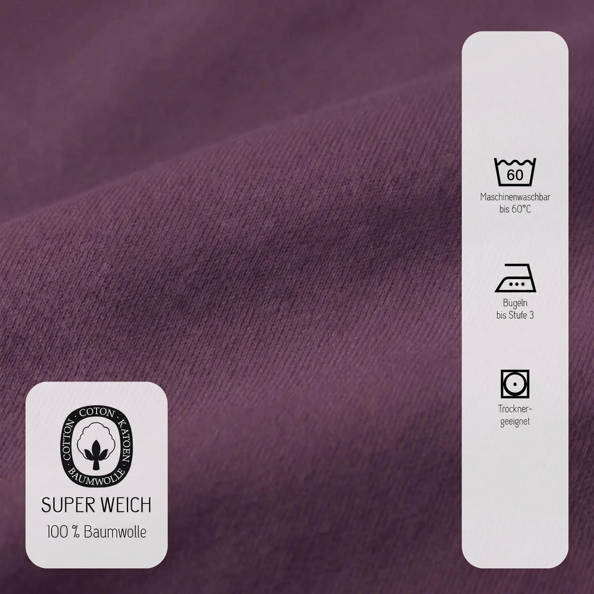 SPANNBETTTUCH Premium Jersey dunkel violett, 140x200 cm - 160x200 cm - Violett, Textil (160/200cm) - biberna