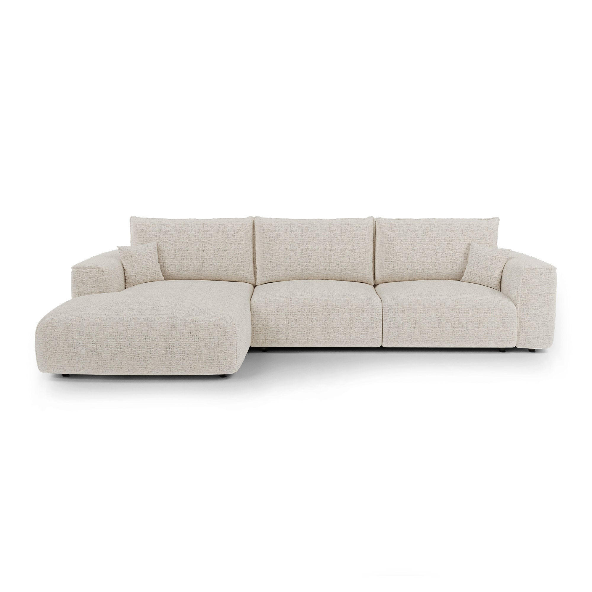 LINKSECK-SCHLAFSOFA mit Stauraum COMO Kettgewebe mit weichem Griff Creme 297cm - Creme, Textil (297/167cm) - Premium Interiors