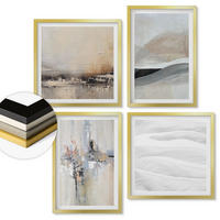 WANDBILDER 4er Set - 50x50 cm & 40x60 cm Goldrahmen - Abstrakte Erdmuster - Goldfarben, Kunststoff (50/50cm) - ArtPrintCave
