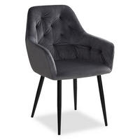 ARMLEHNSTUHL in Stahl Samt Grau - Grau, Textil (59/89/63cm) - Homestyle4u