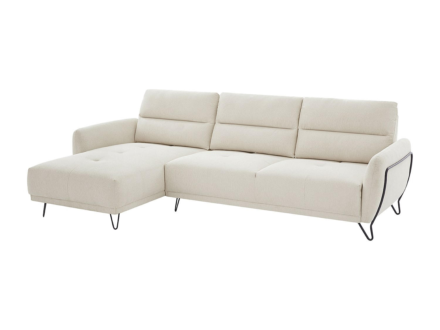 ECKSOFA mit verstellbarer Rückenlehne - Ecke links - Strukturstoff - Beige - DURIMA - Beige, Textil (290/168cm) - Vente-Unique