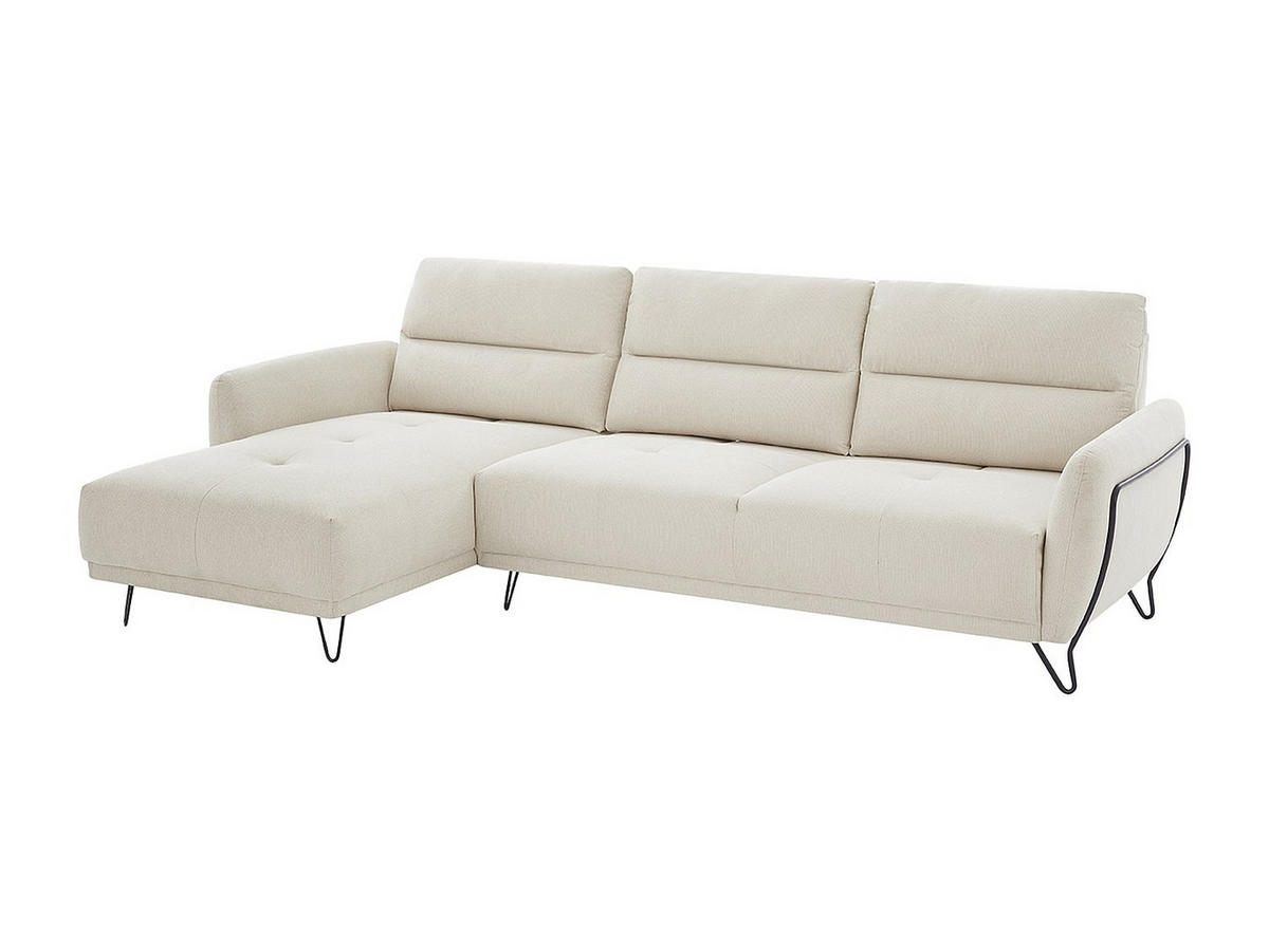ECKSOFA mit verstellbarer Rückenlehne - Ecke links - Strukturstoff - Beige - DURIMA - Beige, Textil (290/168cm) - Vente-Unique