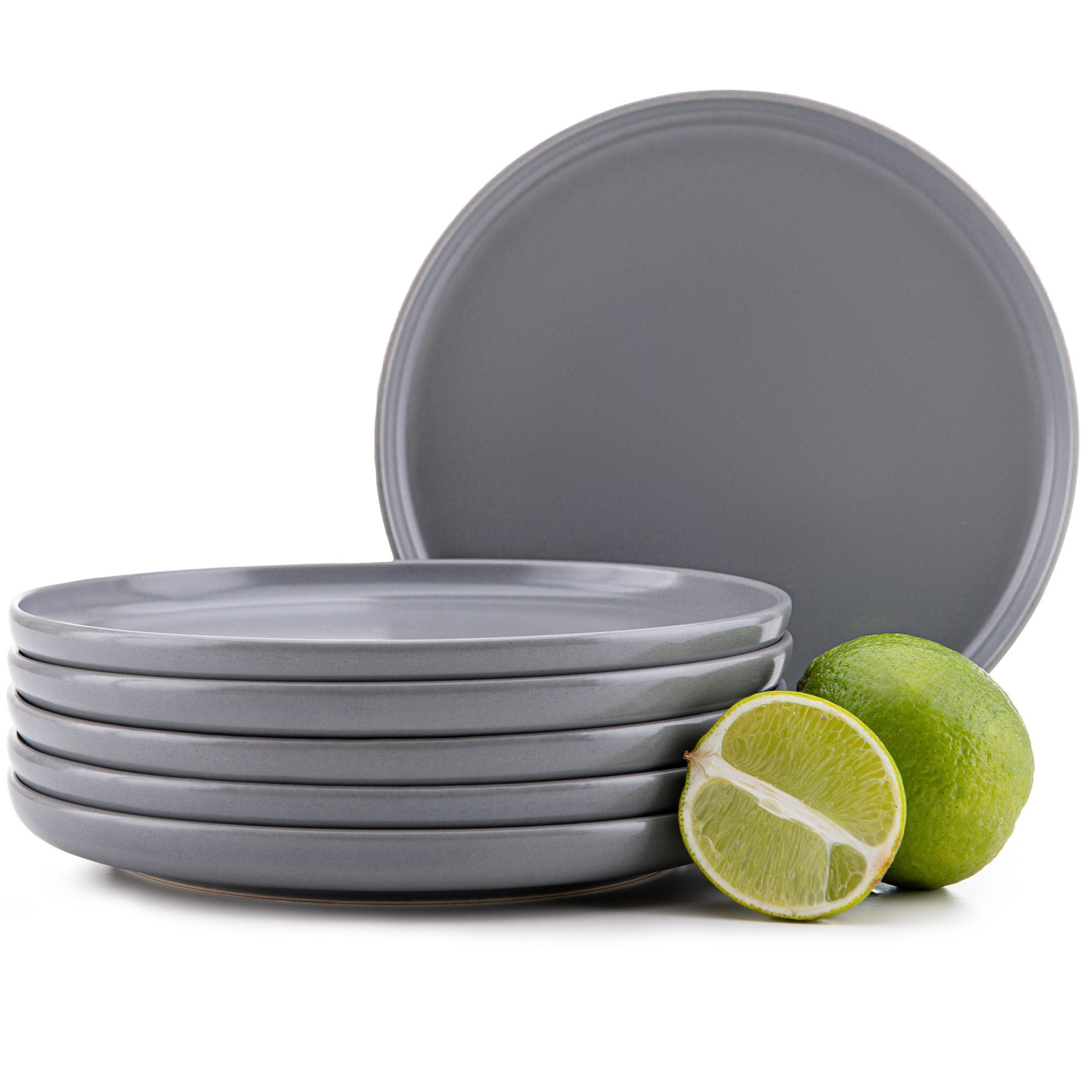 TELLER-SET VICTO 6-tlg Dessertteller, matt grau - Grau, Keramik (20/2/20cm) - KONSIMO®