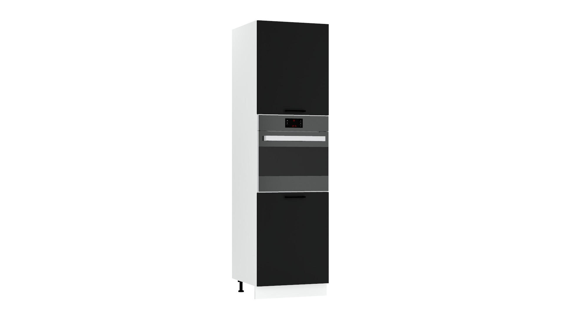 MIKROWELLENUMBAUSCHRANK D60PK MVP/L - Morvex - Stilvolles Küchenelement - Schwarz, Holz/Metall (60/213.3/56cm) - ROYAL24_MARKT