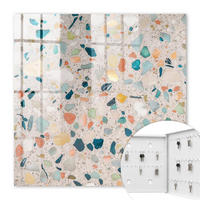 SCHLÜSSELBOX Weiß 30x30 cm – Türöffnung nach rechts - Farbenfrohes Mosaik - Beige, Metall (30/30/5cm) - TULUP