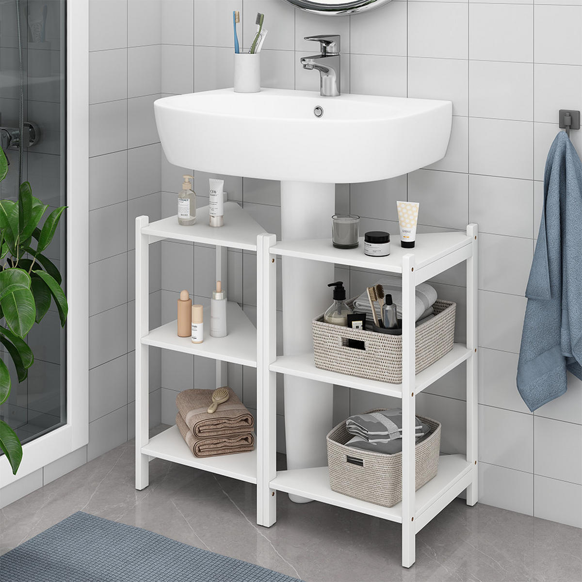 WASCHBECKENUNTERSCHRANK Zeno Weiß 68 x 60.5 cm 2er Set - Weiß, Holzwerkstoff (68/60.5/33.5cm) - Vicco
