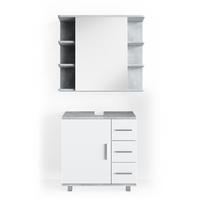 BADMÖBEL-SET Ilias Beton 2 Teile - Schieferfarben/Weiß, Holzwerkstoff (60/60.8/33cm) - Vicco