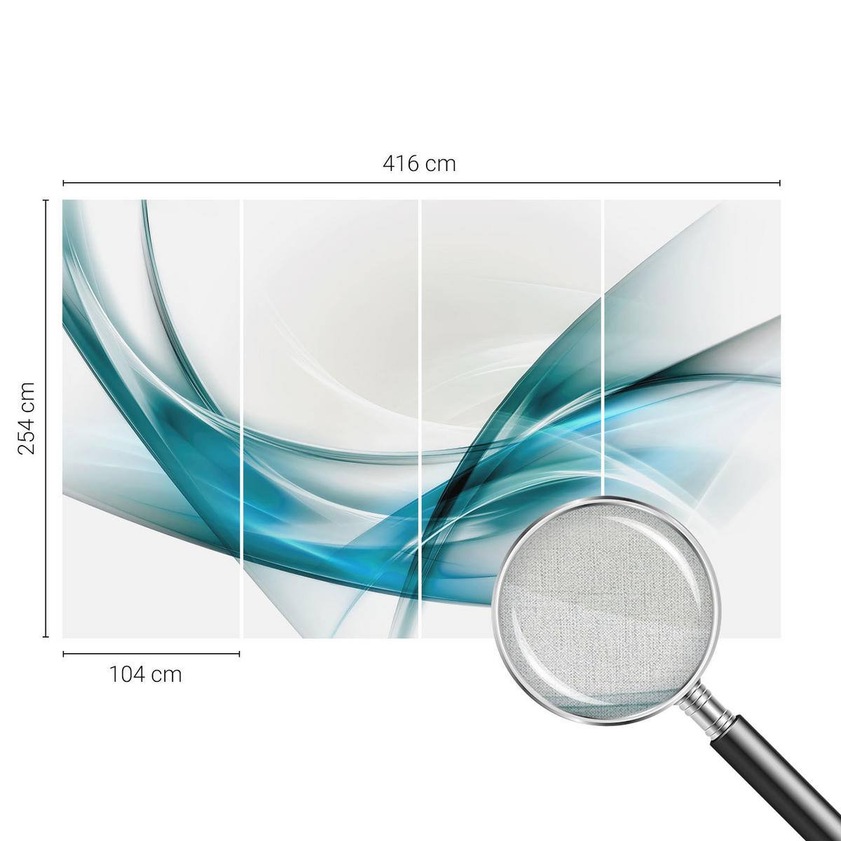FOTOTAPETE 416x254 cm - Blaue Wellen - Weiß, Textil (416/254cm) - Wallfluent