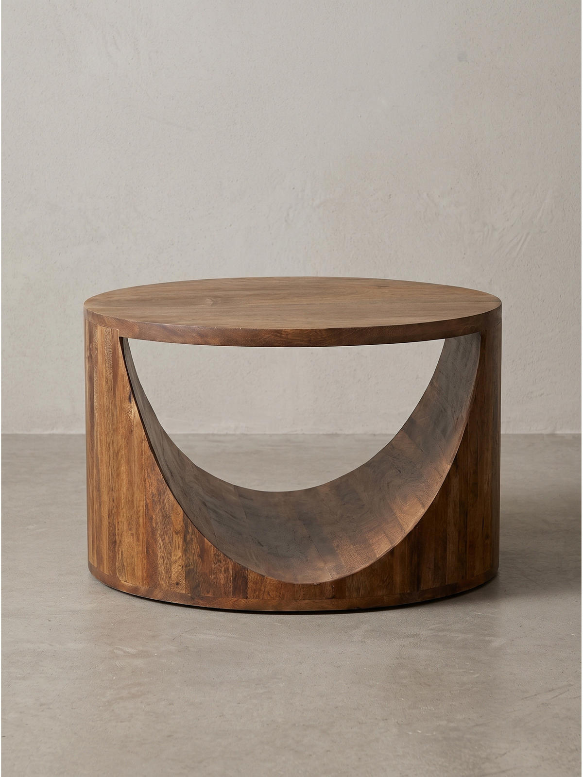 COUCHTISCH ANTEQUERA, Mango Massivholz, mit Ablagen, Ø 60 x 36 cm - Dunkelbraun/Braun, Mangoholz/Holz (60/60/36cm) - KADIMA DESIGN