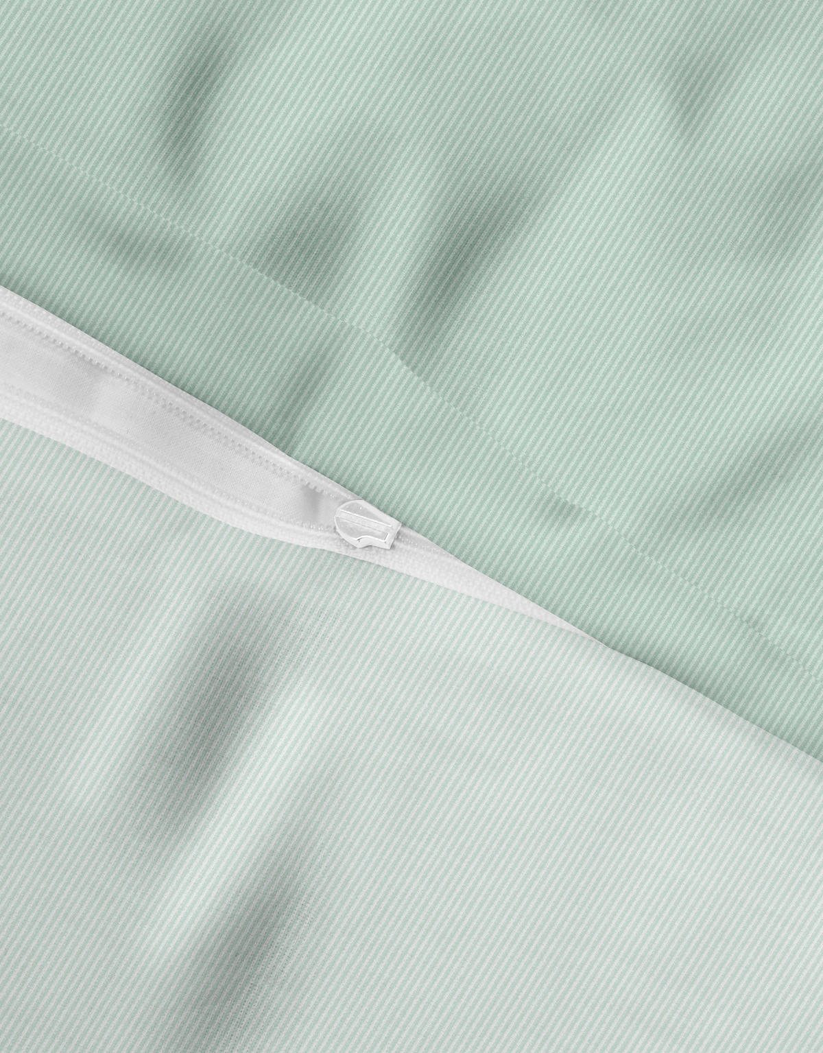 BETTWÄSCHE-GARNITUR Satin Feine Streifen salbei, 155x200 cm + 80x80 cm - Salbeigrün, Textil (155/200cm) - biberna