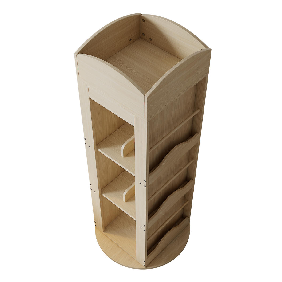 BÜCHERREGAL mit 360-Grad-Funktion und vier Ebenen, platzsparendes Standregal aus MDF 142×63×63 cm - Naturfarben, Holzwerkstoff (63/142/63cm) - Luhomfu