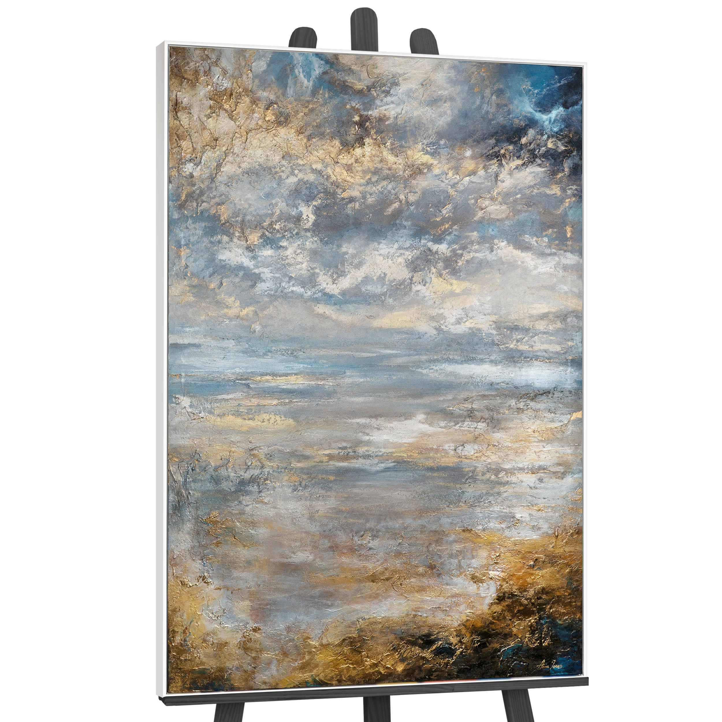 GEMÄLDE Stille Morgendämmerung Schattenfugenrahmen Weiß 140x100 cm - Weiß, Holz (140/100cm) - YS-art gallery