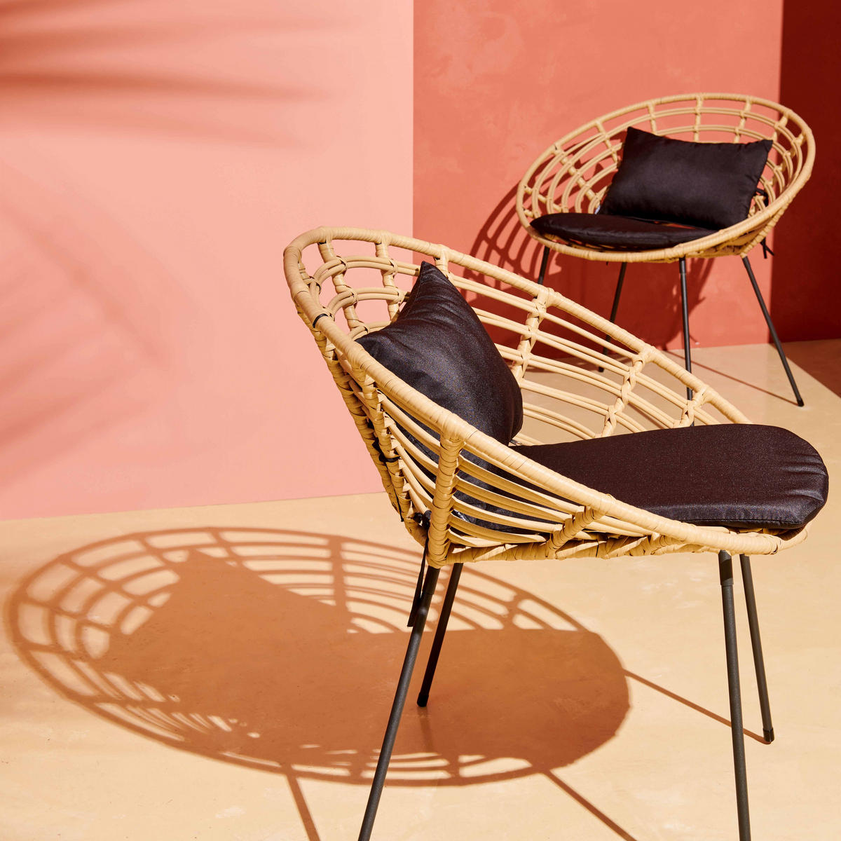 GARTENSTUHL 2-tlg., Holzfarbe - Braun, Naturmaterialien (66/75/72cm) - Oviala