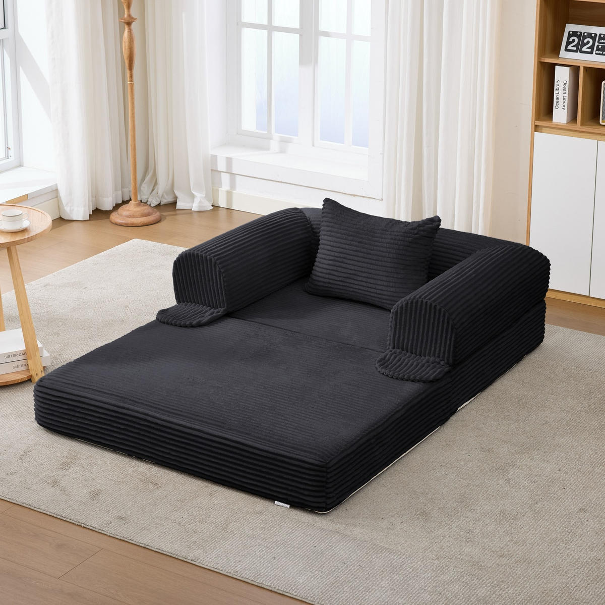 SOFA-SET modular 1-Sitzer + 2-Sitzer Cord Schwarz - Schwarz, Kunststoff (78/65/190cm) - Meubliv