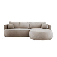 ECKSOFA FIORE-L Moderne Ausziehbare Schlaf-Funktion, automatischer Auffaltung, lose Rückenkissen freistehend RECHTS 284x183x82 cm cm Beige - Beige, Holz/Textil (284/183cm) - DomoHome