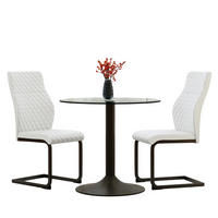 ESSGRUPPE DE-39485 3-teilig, Glastisch und 2 Stühlen mit hoher Rückenlehne Weiß - Weiß, Metall (85/75/85cm) - ComfortXL