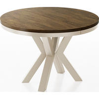 ESSTISCH Clara Beige Cashmere runder ausziehbarer, Lefkas Eiche 100-180/100/76 cm - Kaschmir/Alteiche, Holzwerkstoff/Metall (100/100/76cm) - WFL GROUP
