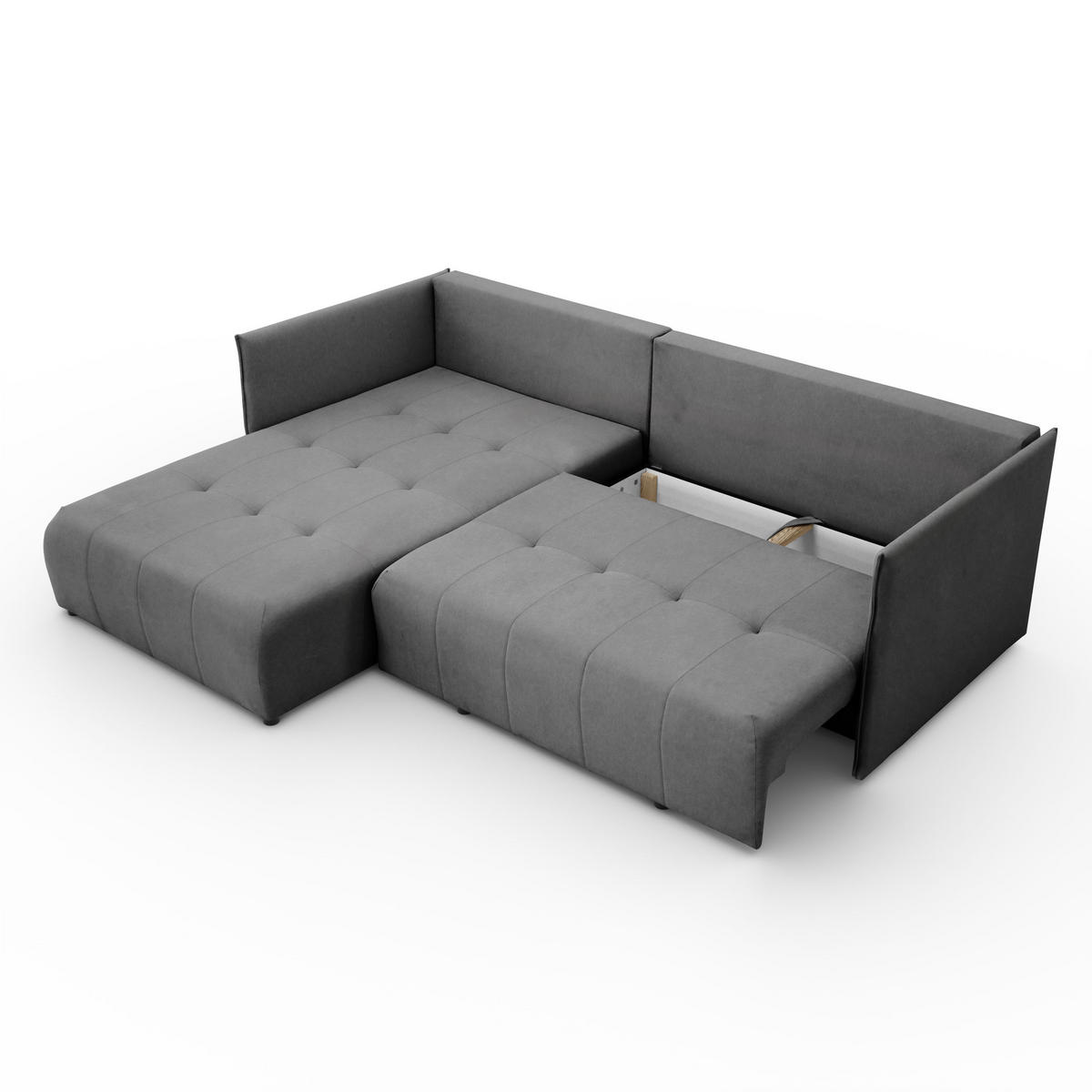 ECKSOFA L-Form Hannover stoff Castel Grau Links - Grau, Holz (188/246cm) - Kaiser Möbel