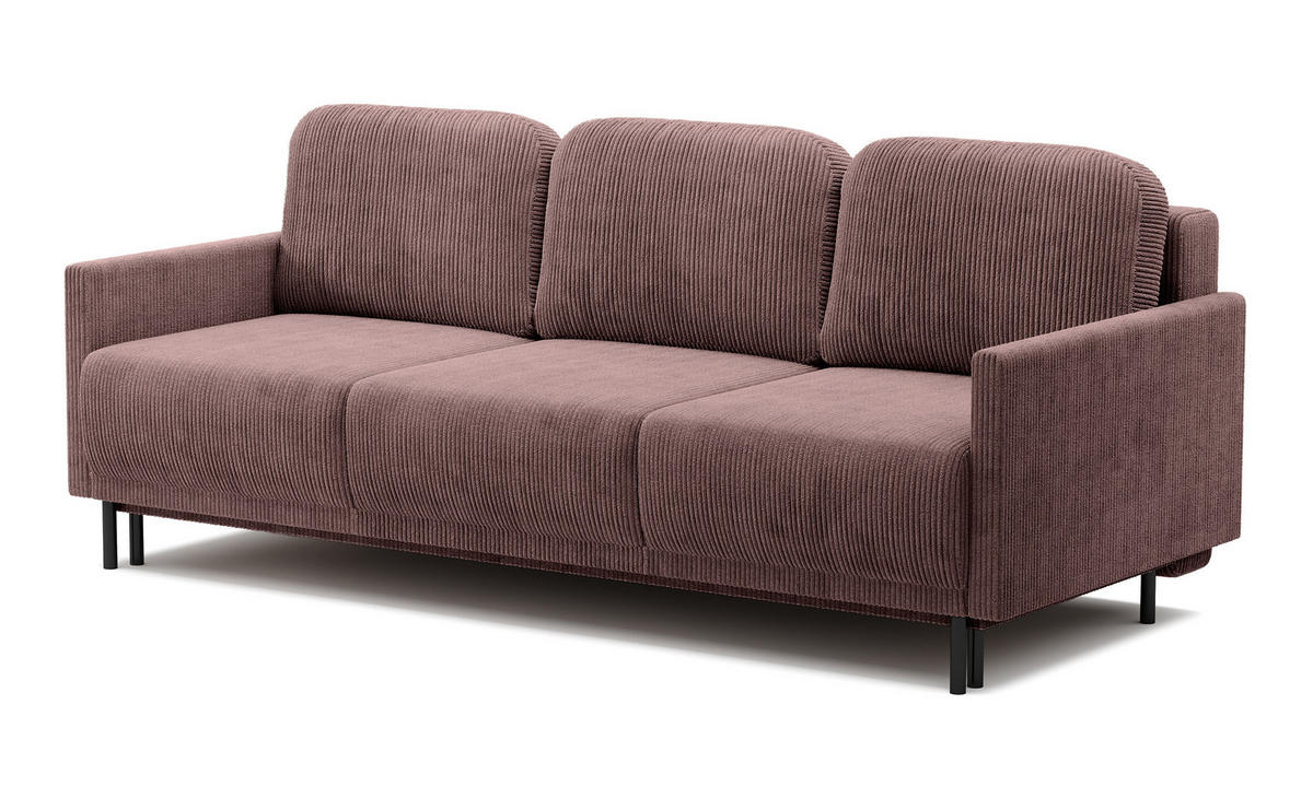 SCHLAFSOFA Hamiel Lila Cordbezug 212 cm - Flieder/Schwarz, Holz/Textil (212/87/97cm) - Selsey
