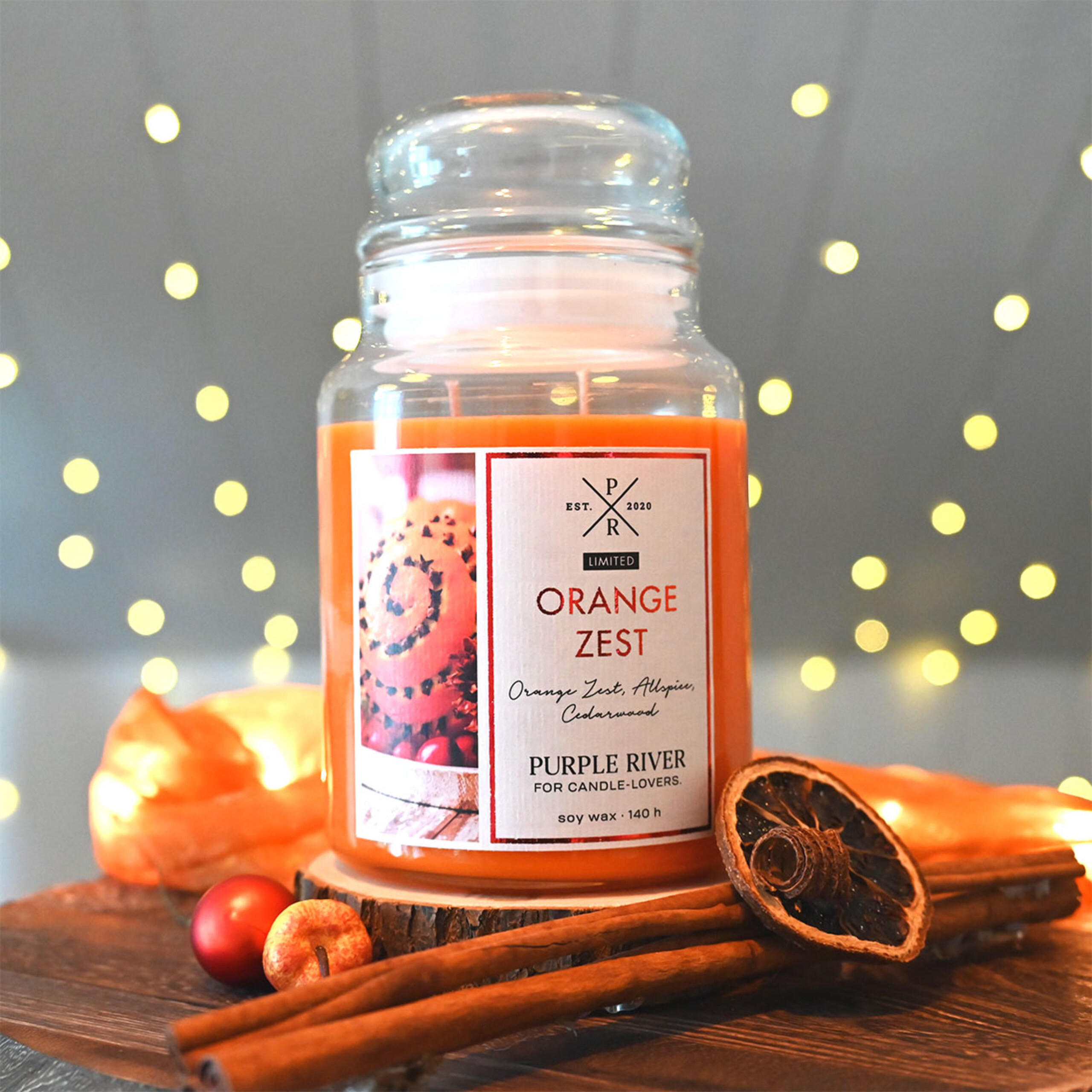 DUFTKERZE Purple River - Orange, Naturmaterialien/Glas (18cm)