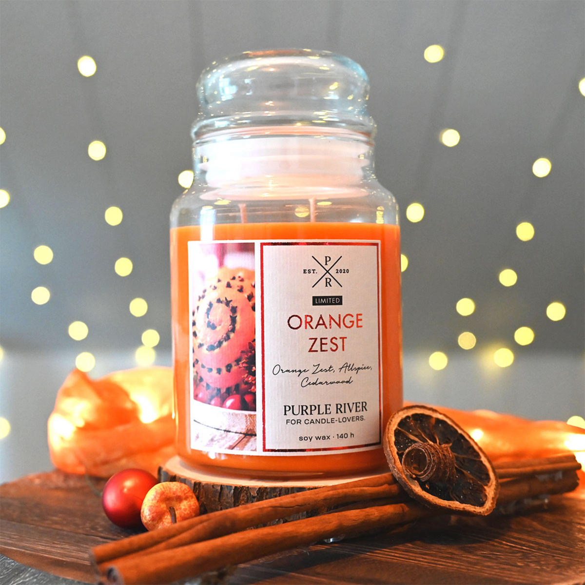 DUFTKERZE Purple River - Orange, Naturmaterialien/Glas (18cm)