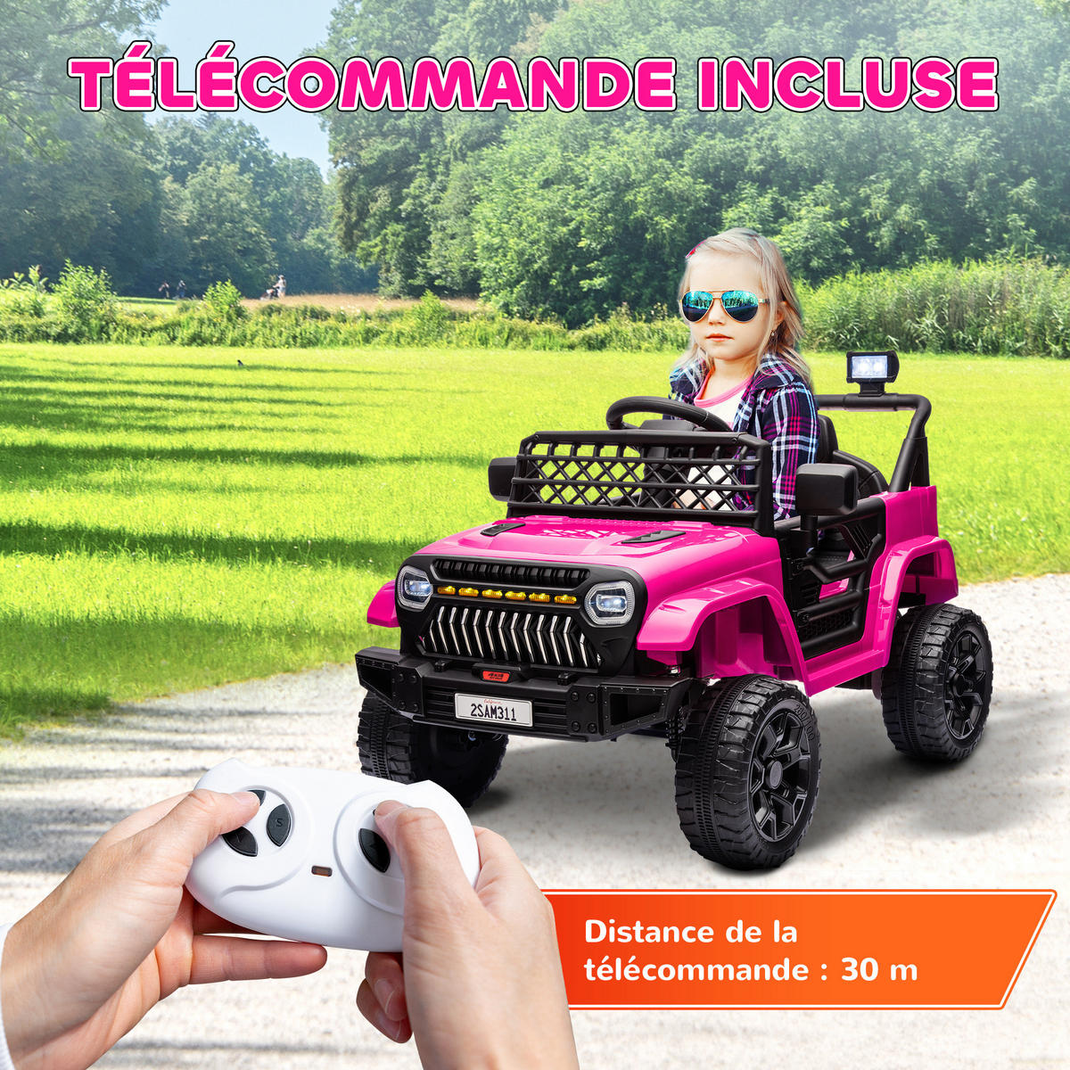 ELEKTRO-KINDERAUTO DE-13057 2,4G Fernbedienung Schwarz - Pink, Kunststoff (95/62.5/65cm) - ComfortXL