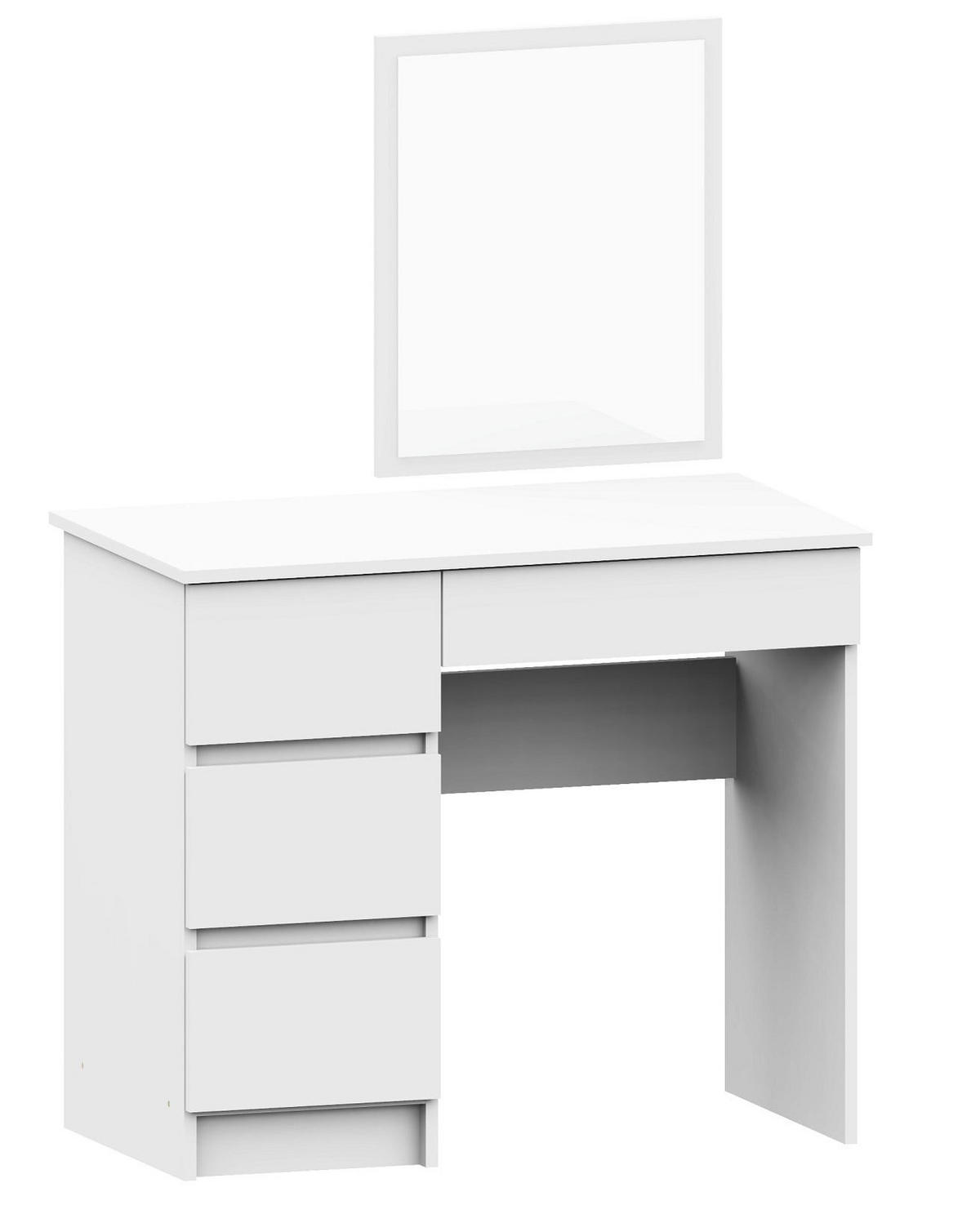 MĂSUȚĂ de machiaj cu oglindă - alb, compozit lemnos (90/142/50cm) - RAUMHIRSCH FURNITURE