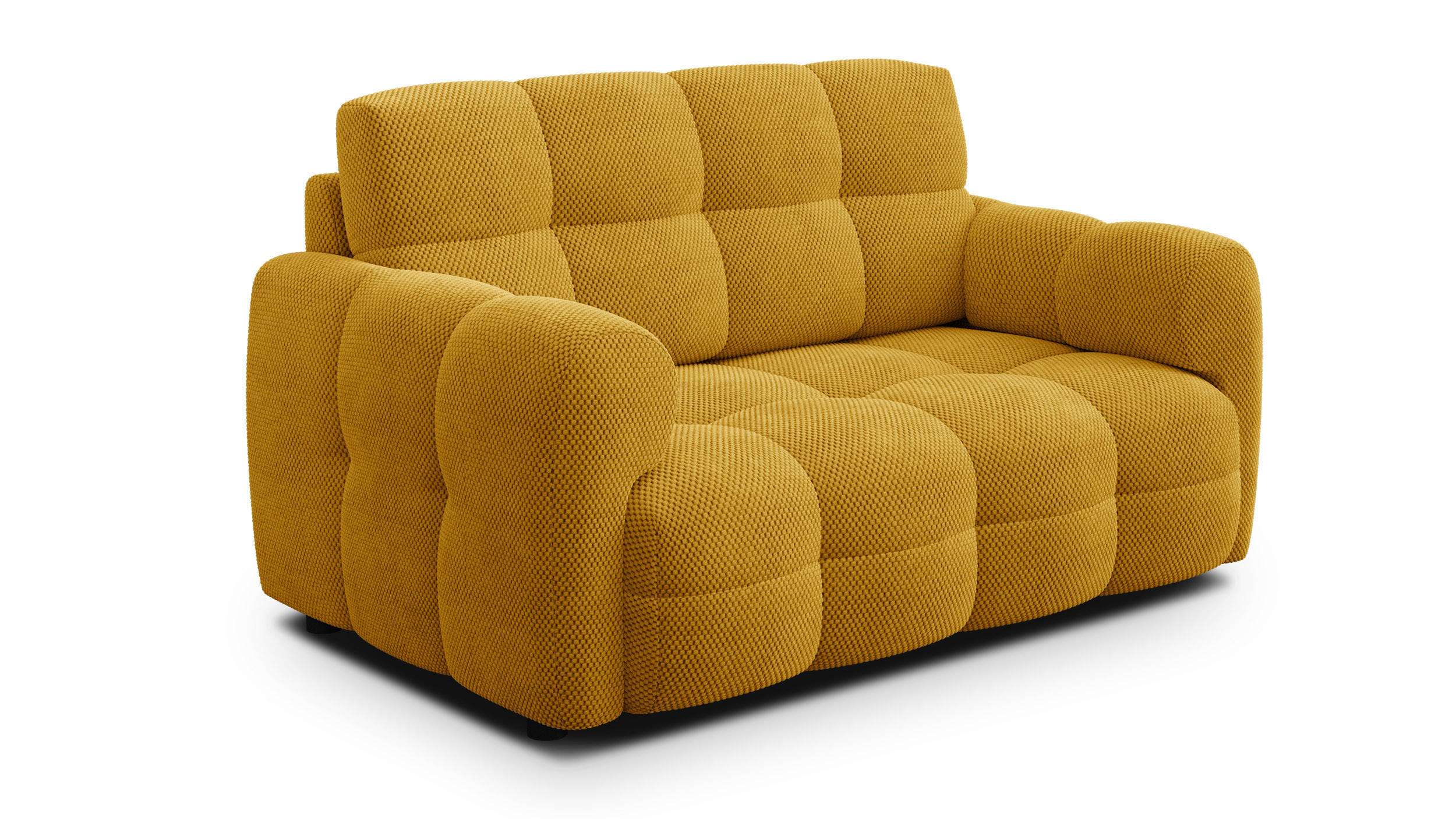 SOFA MELLOW 2-Sitzer, safran - Gelb/Schwarz, Holz/Textil (153/87/98cm) - Courtois Laville