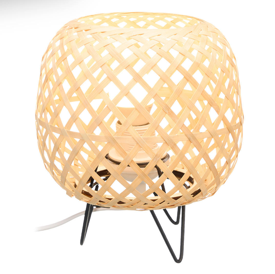 TISCHLAMPE Bambus gewebt Oval 20/23 cm - Beige, Naturmaterialien (20/20/23cm) - Giftdecor