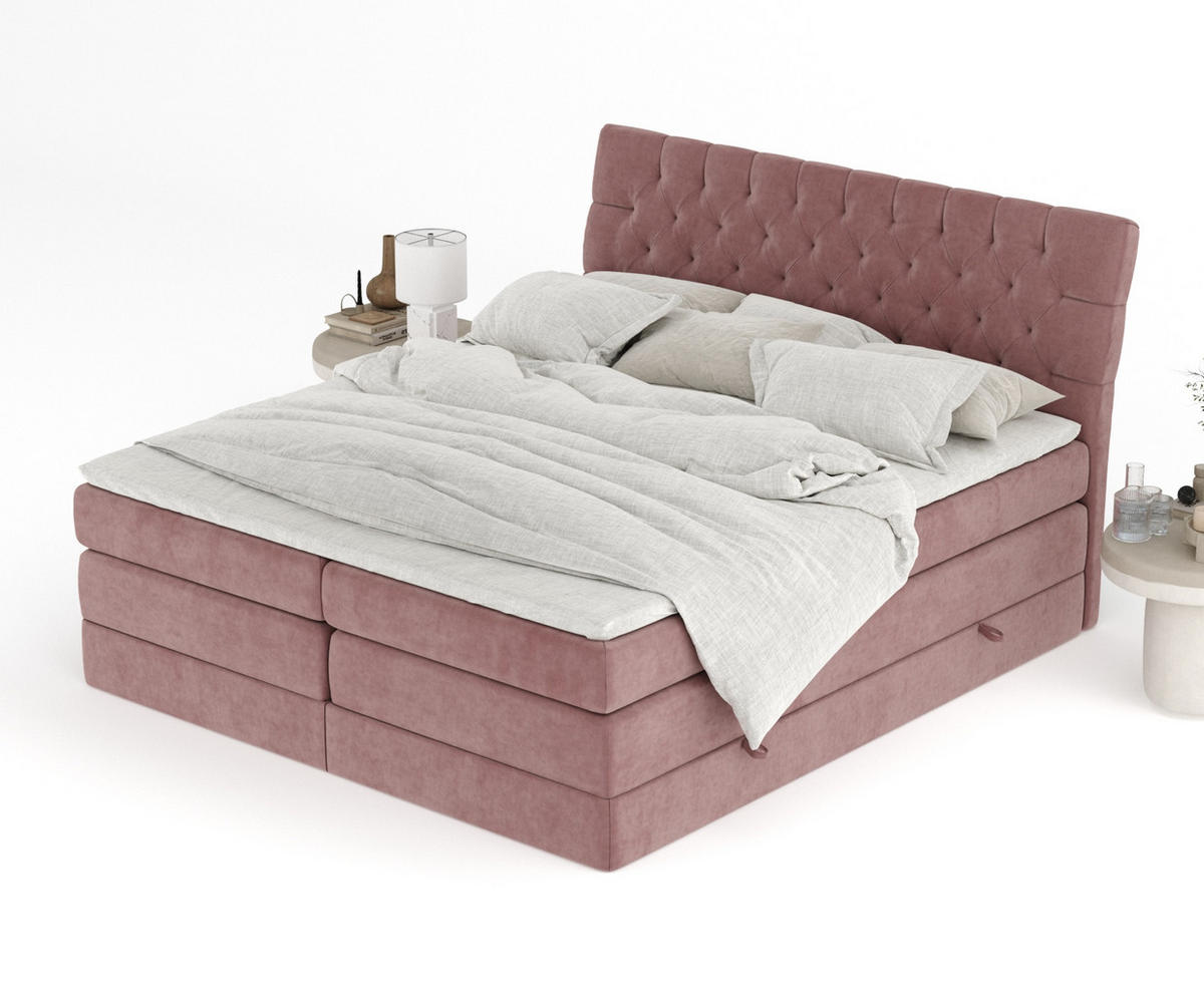 BOXSPRINGBETT Seraphine Rosa 160/200 cm - Schwarz/Rosa, Holz/Holzwerkstoff (160/200cm) - Maison de Reve