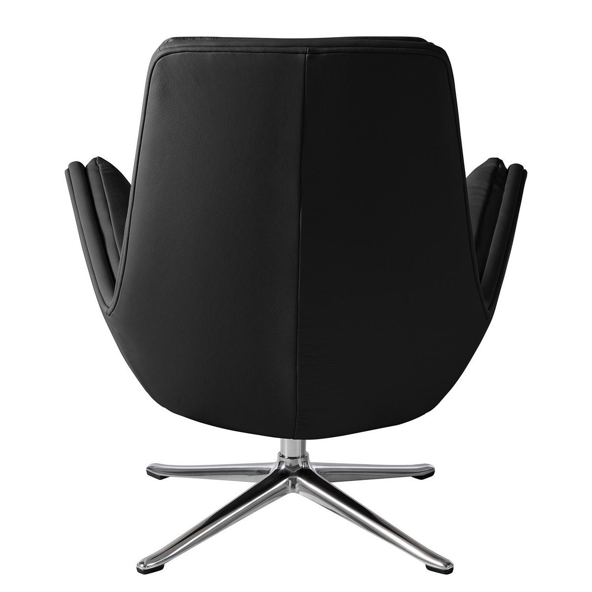 SESSEL mit Kreuzfuß - Chromfarben/Schwarz, Leder/Metall (83/95/97cm) - home24