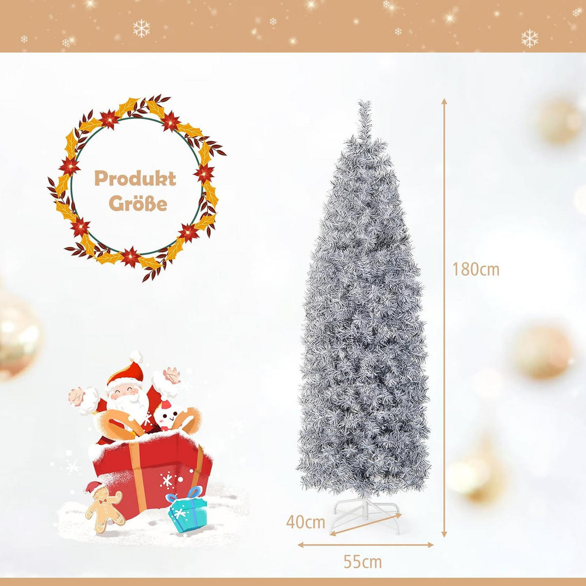 TANNENBAUM 180cm Weiß - Weiß, Kunststoff (180cm) - COSTWAY