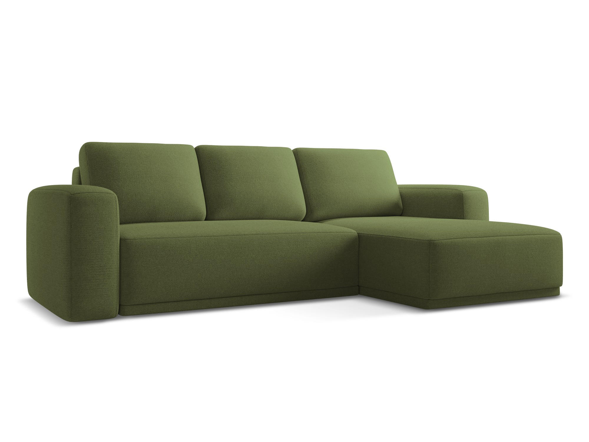 ECKSOFA mit Schlaffunktion Chenille Stoff Grün - Dunkelgrün/Schwarz, Kunststoff/Textil (258/160cm) - Makamii