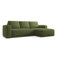 ECKSOFA mit Schlaffunktion Chenille Stoff Grün - Dunkelgrün/Schwarz, Kunststoff/Textil (258/160cm) - Makamii