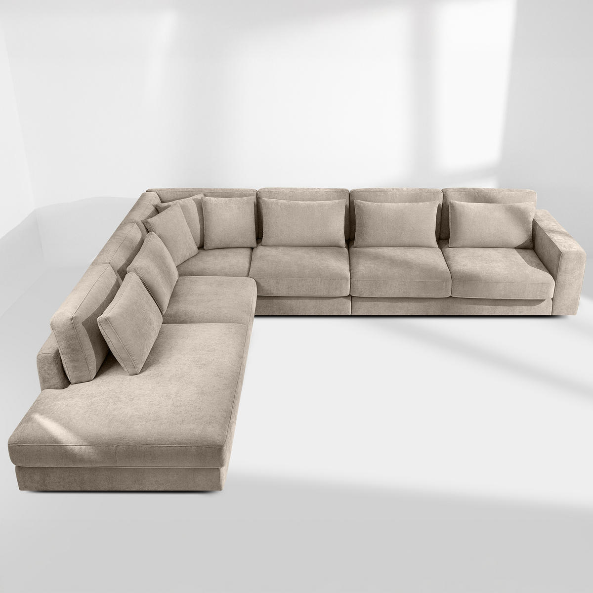 ECKSOFA XL links VERUS - Creme, Holz/Holzwerkstoff (377/328cm) - KONSIMO®