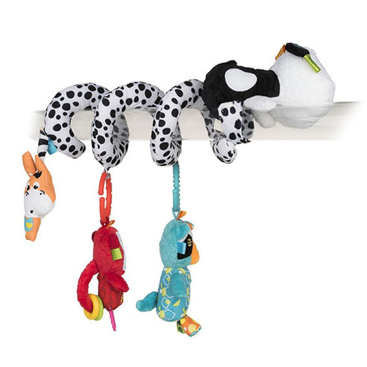 STOFFSPIELZEUG Activity-Spirale Panda 88714 bunt Beißring, 3 Anhänger, Plüschtiere, Rassel, Panda, Greifling, Plüsch - Multicolor, Textil (23/5/32cm) - Bali Bazoo