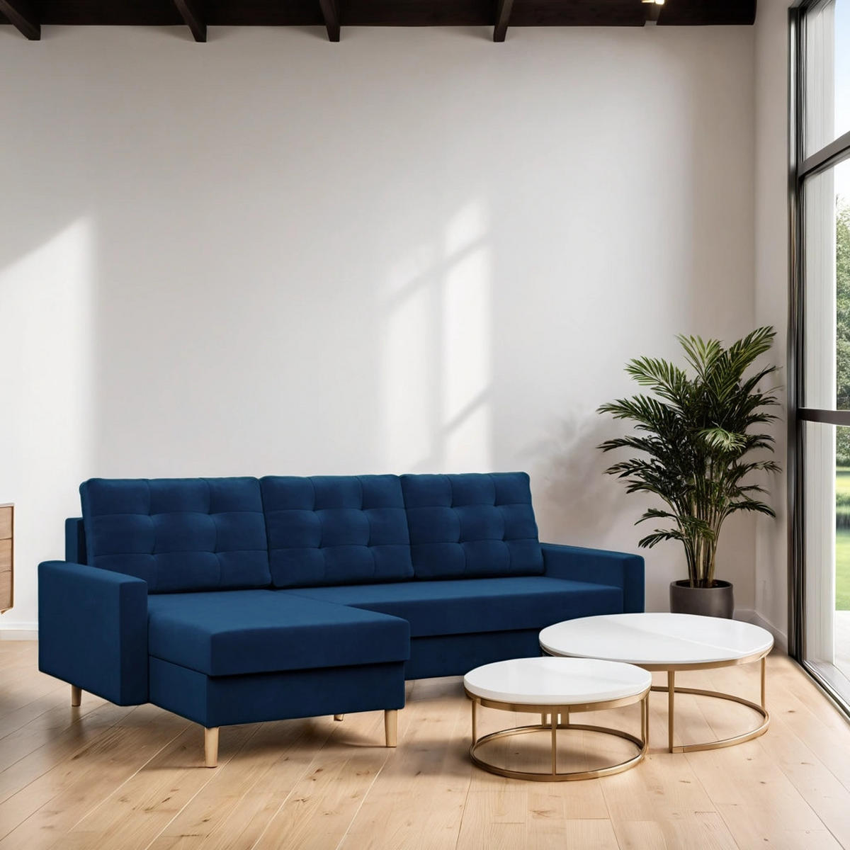 ECKSOFA Blank dunkelblau - Dunkelblau, Textil (223/140cm) - SIMKAM Furniture