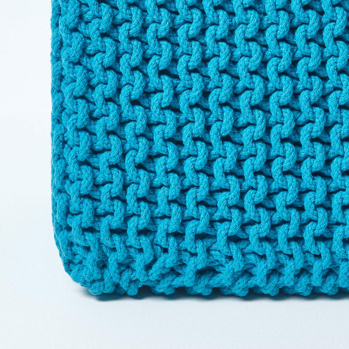 STRICK-POUF türkis, Sitzwürfel 35/35/35 cm - Türkis, Textil (35/35/35cm) - Homescapes