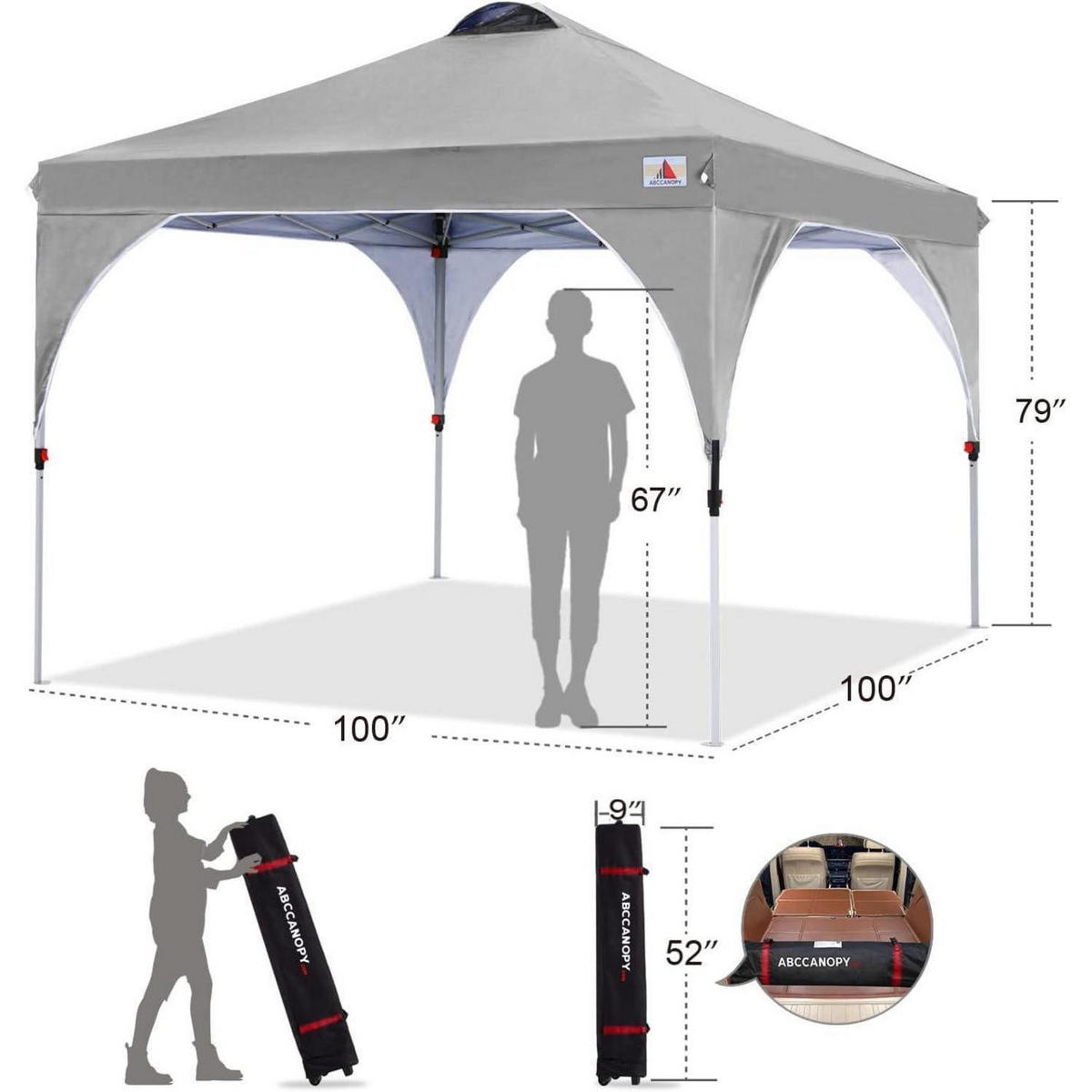 PAVILLON 2.5x2.5M wasserdicht Hellgrau - Grau, Textil (243.8/259.1/243.8cm)