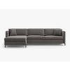 ECKSOFA ausklappbar links Gloria aus Samt grau 4 Sitzplätze - Grau, Textil (260/170cm) - Micadoni