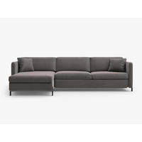 ECKSOFA ausklappbar links Gloria aus Samt grau 4 Sitzplätze - Grau, Textil (260/170cm) - Micadoni