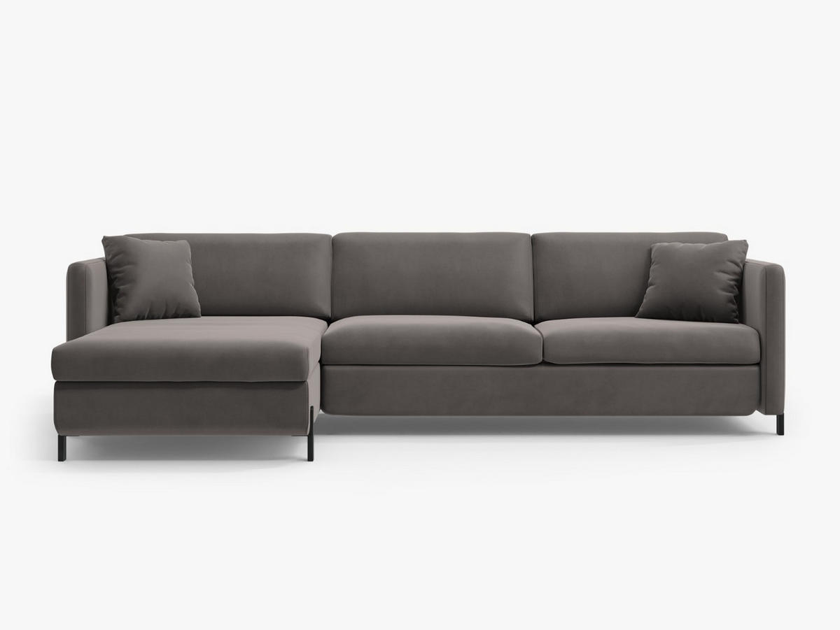 ECKSOFA ausklappbar links Gloria aus Samt grau 4 Sitzplätze - Grau, Textil (260/170cm) - Micadoni