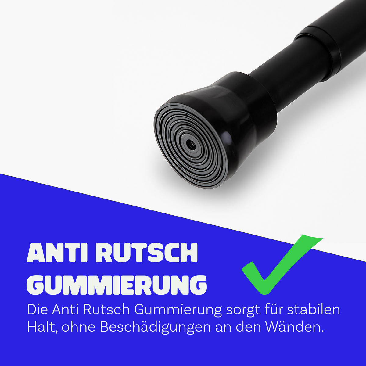 VERSTELLBARE Vorhangstange - Spannstange zum Klemmen Schwarz Ø16/19 mm 80-125 cm - Schwarz, Metall (80cm) - Bestlivings