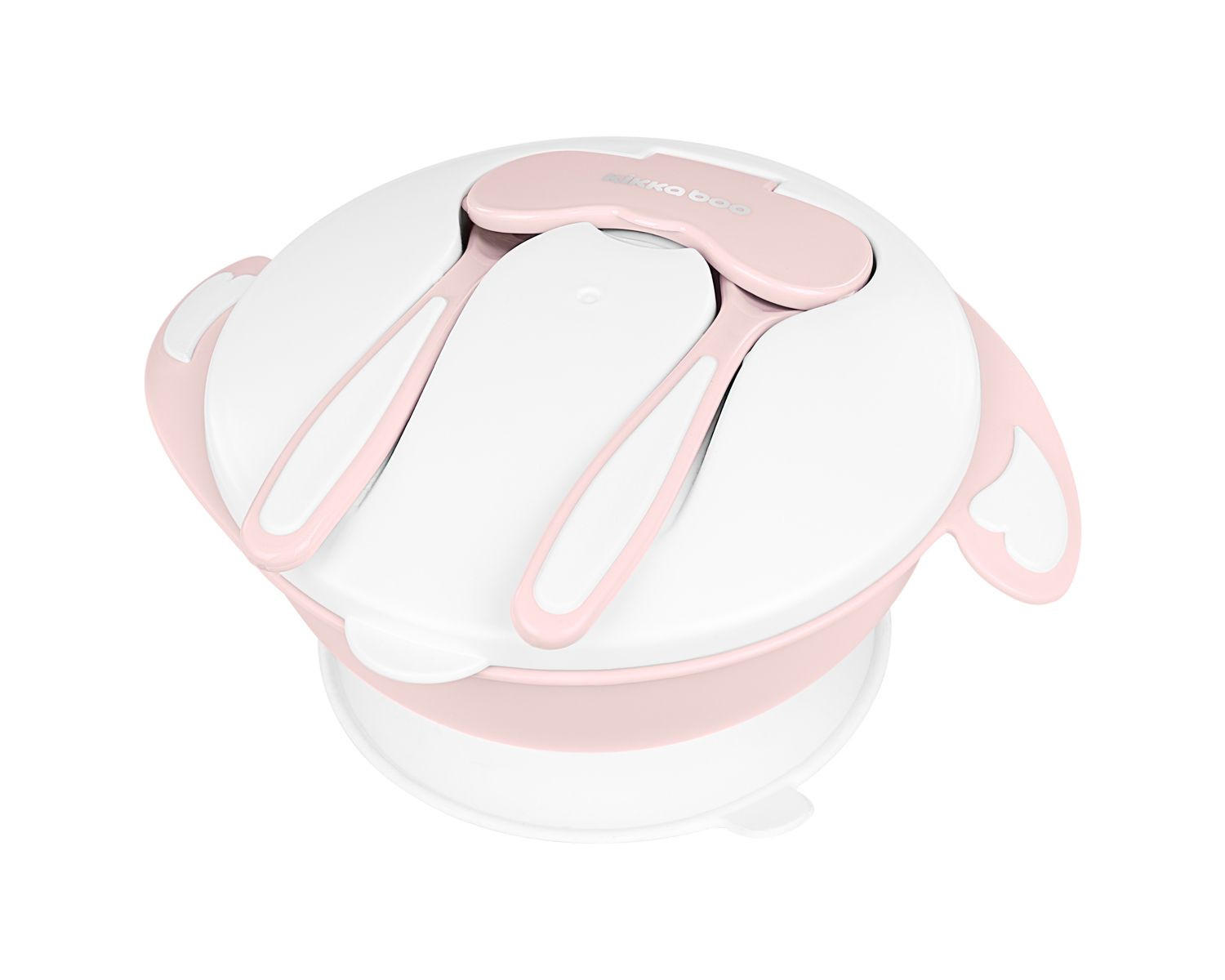 KINDERGESCHIRR 4in1 Schüssel-Set pink Deckel, Griffe, rutschfest, Saugknöpfe, 700ml, 700 ml, ab 6 Monate - Rosa, Kunststoff (14/19/8cm) - Kikka boo